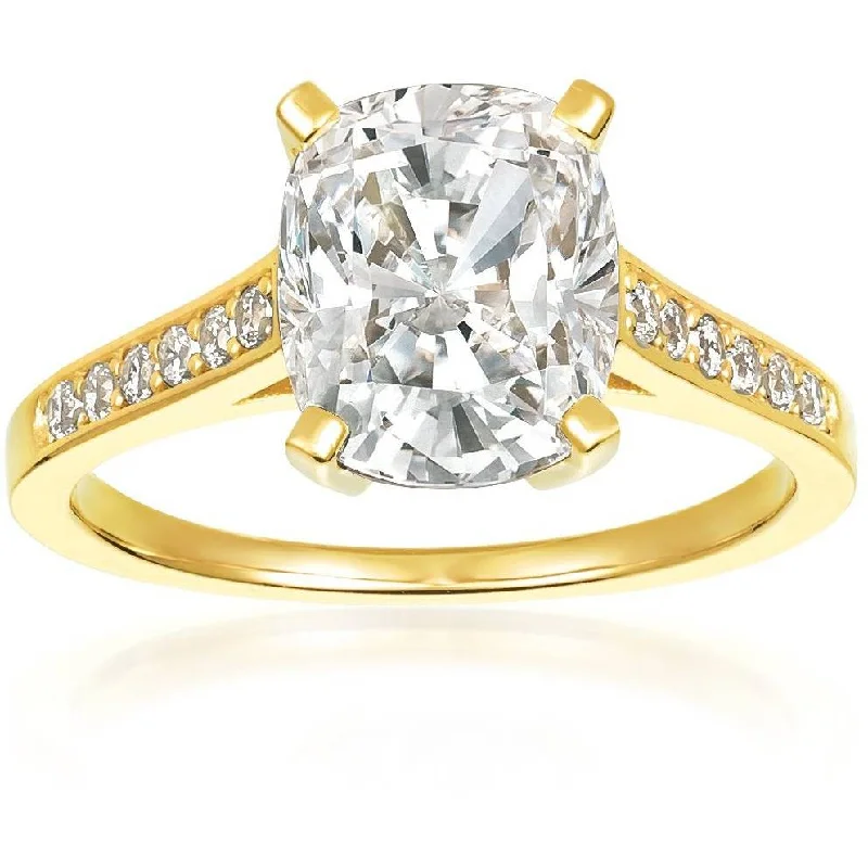 Huge Markdowns On Premium Jewelry Styles CRISLU Radiant Cushion Cut Ring finished in 18KT Gold