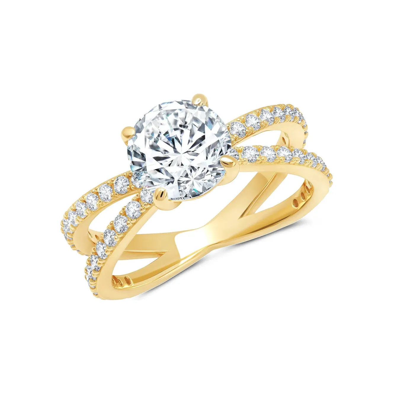 Jewelry Clearance Event – Stock Up Before It's Over CRISLU Round Brilliant Cut Unity Ring Finished in 18kt. Yellow Gold