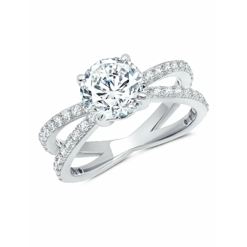 Seasonal Jewelry Deals – Elevate Your Style CRISLU Round Brilliant Cut Unity Ring finished in Pure Platinum