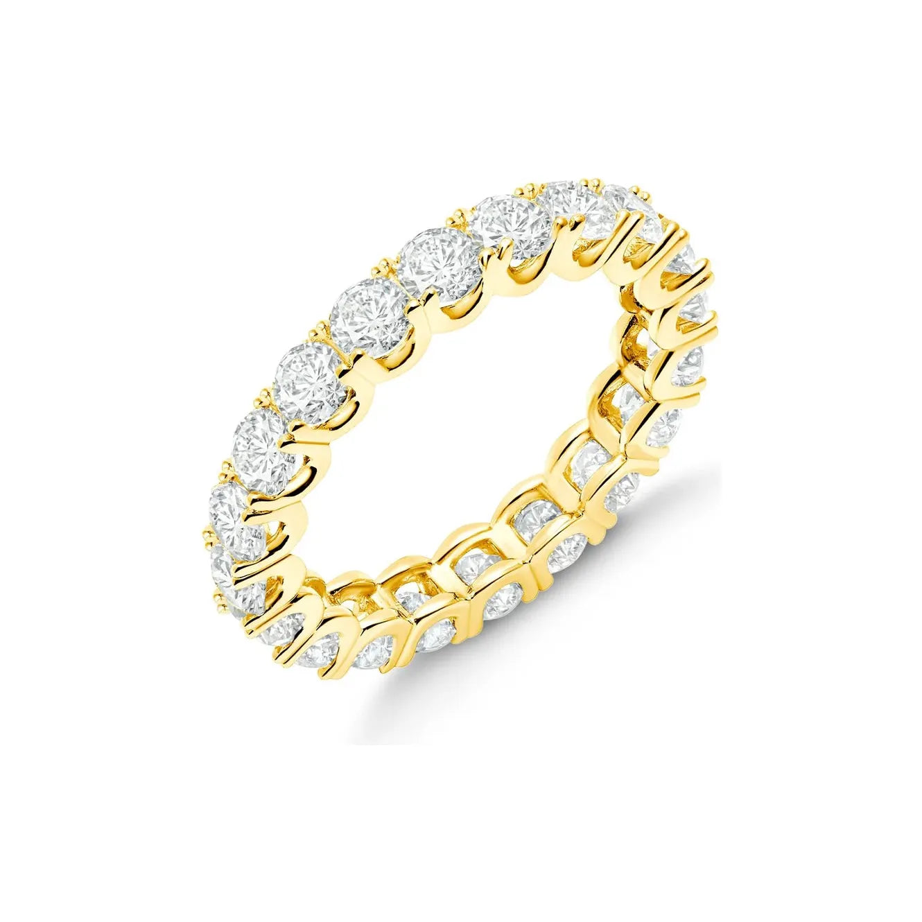 Stunning Jewelry Pieces At The Lowest Prices Ever CRISLU Small Round Cut Eternity Band in Yellow Gold