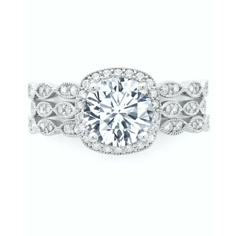 Limited-Time Offer On Elegant Jewelry Pieces CRISLU Three Ring Stack with Brilliant Center Stone -Gold or Platinum Finish