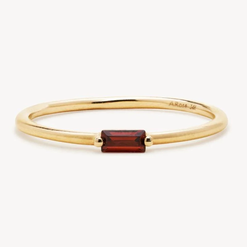 Limited-Stock Jewelry Sale – Once It's Gone, It's Gone Dainty Garnet Baguette Band