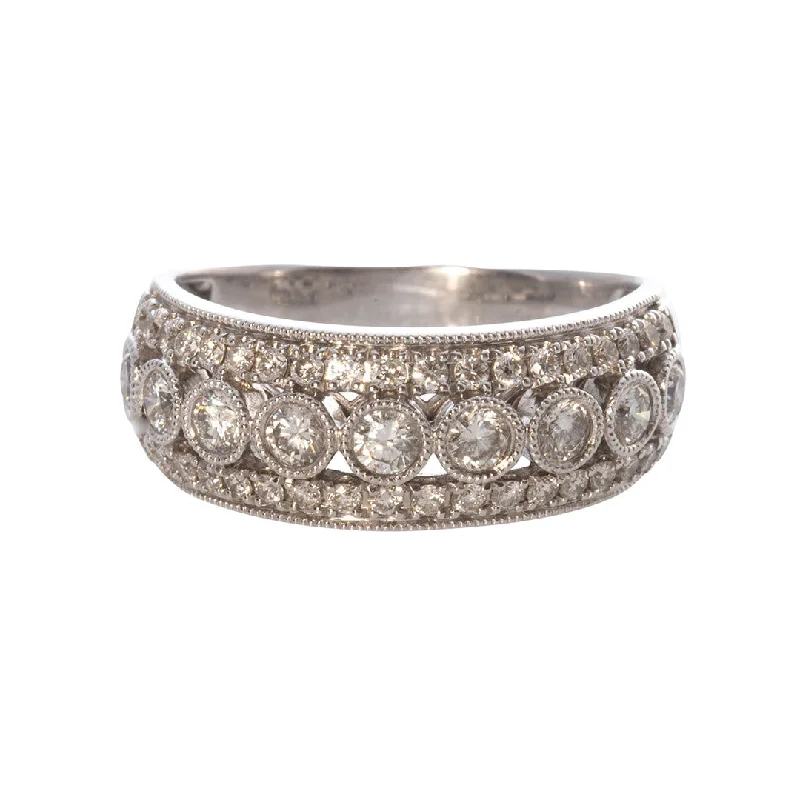 Timeless Elegance At Unbelievable Discounts Diamond Milgrain 14K White Gold Anniversary Ring