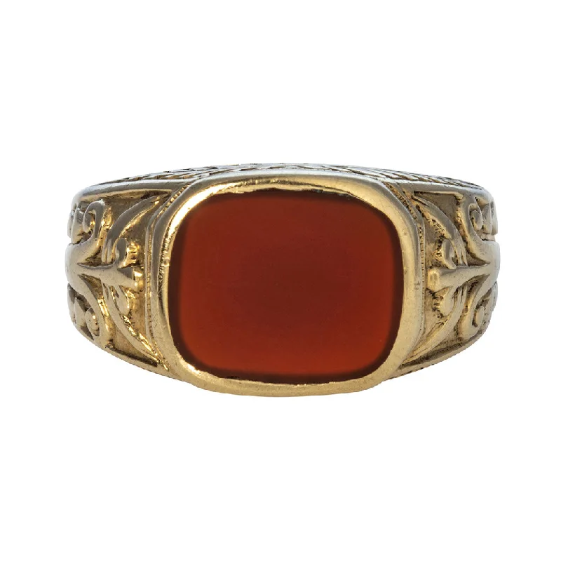 Breathtaking Jewelry At Limited-Time Savings Estate Carnelian 14K Yellow Gold Signet Ring