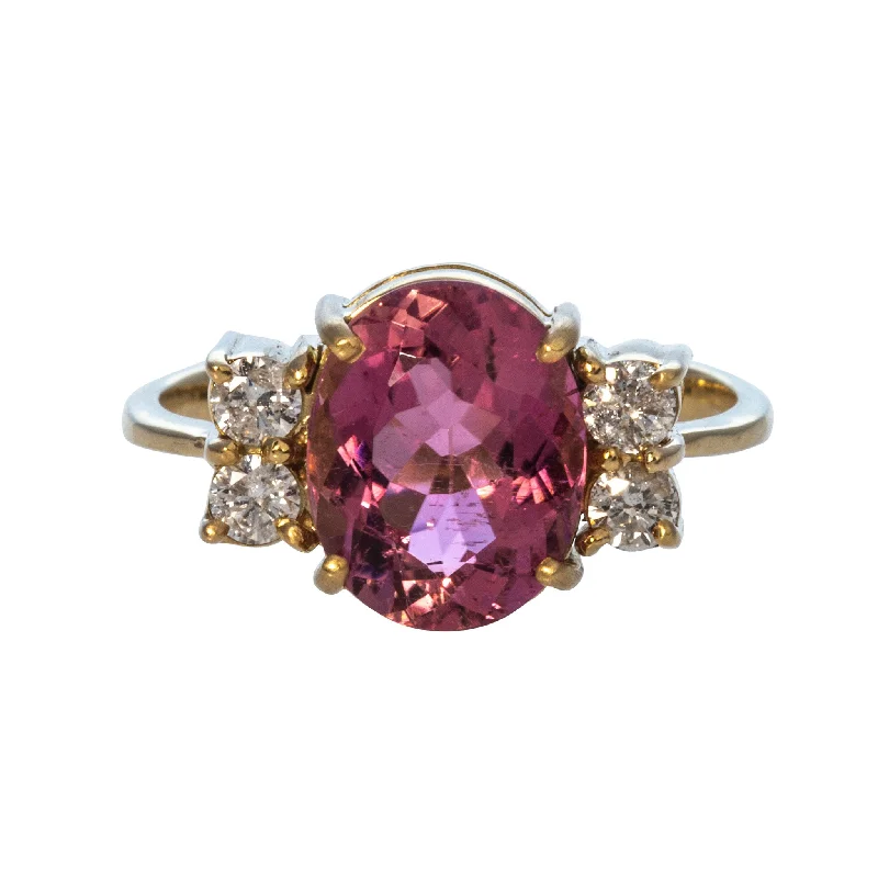 High-End Jewelry, Now More Affordable Than Ever Estate Rubellite & Diamond 14K Yellow Gold Ring