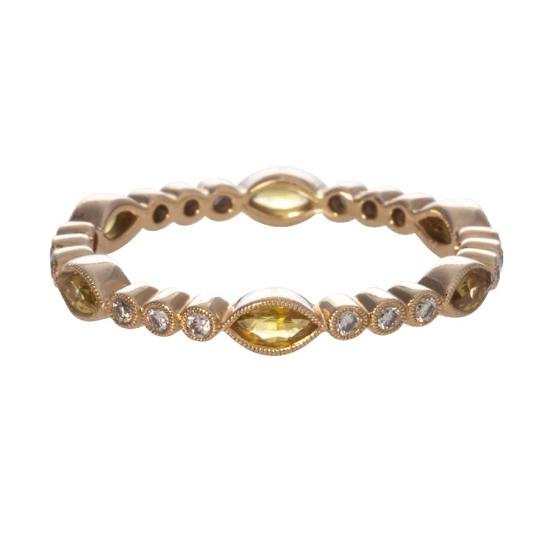 Timeless Beauty, Unbeatable Deals – Jewelry Sale On Marquise Yellow Sapphire & Diamond Eternity 14K Yellow Gold Band
