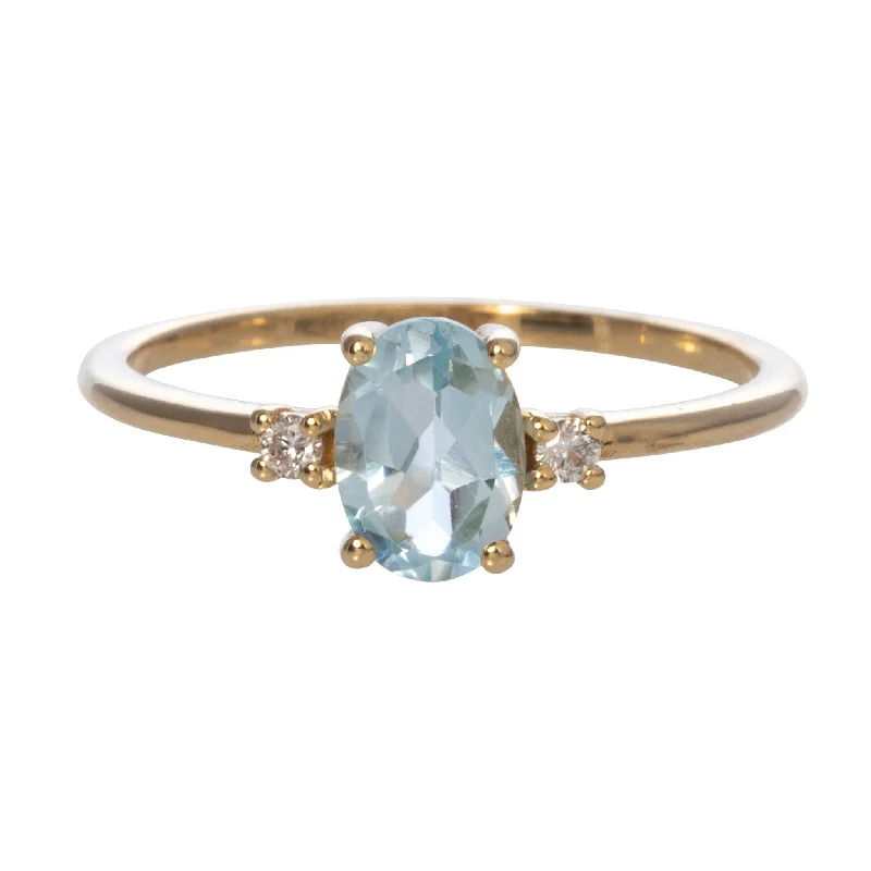Shop Fine Jewelry With Exclusive Savings Oval Blue Topaz & Diamond 18K Gold Ring