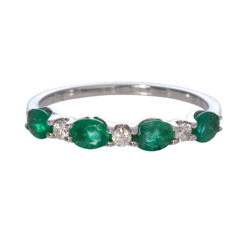 Luxury Jewelry Without The Luxury Price Tag Oval Emerald & Round Diamond 14K White Gold Band