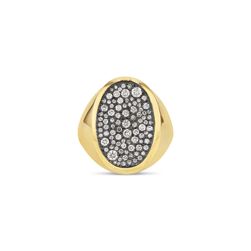 Premium Diamond Jewelry At Once-In-A-Lifetime Discounts Oval Galaxy Signet Ring (Black)