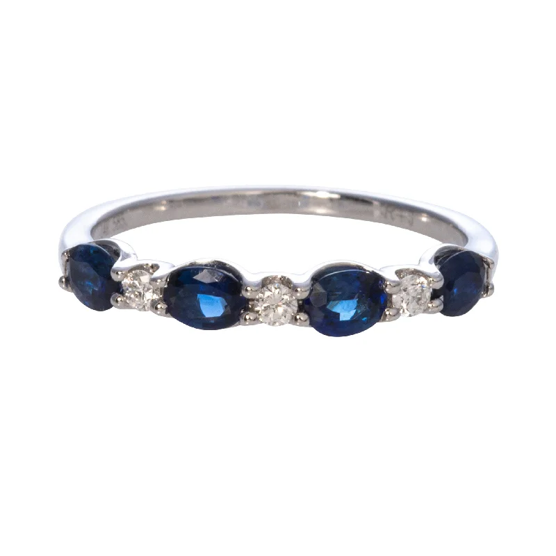 The Perfect Jewelry Piece At The Perfect Discount Oval Sapphire & Round Diamond 14K White Gold Band