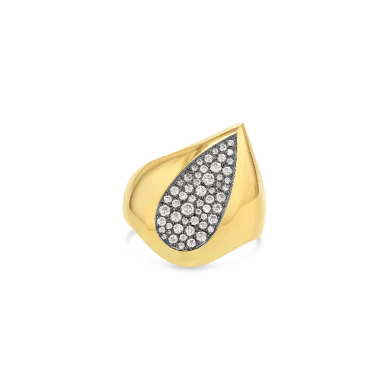 Jewelry Deals That Outshine The Rest Pear Galaxy Signet Ring (Black)