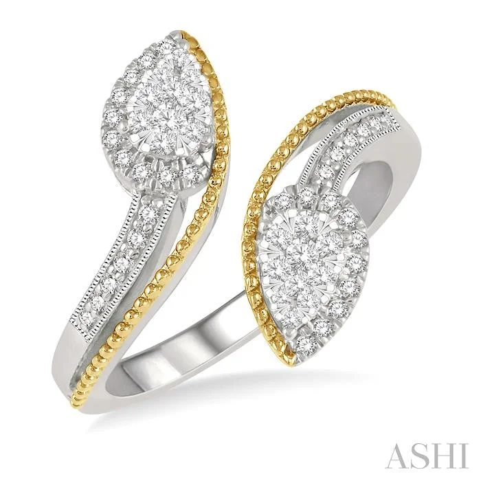 Elevate Your Outfit With Discounted Statement Jewelry PEAR SHAPE 2 STONE LOVEBRIGHT DIAMOND FASHION OPEN RING