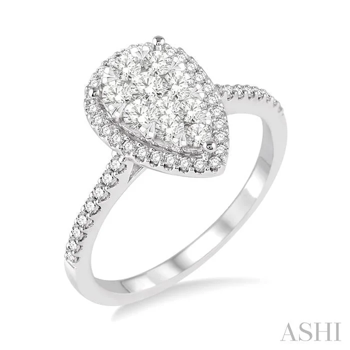 Unmissable Jewelry Sale – Shop Before It's Too Late PEAR SHAPE HALO LOVEBRIGHT ESSENTIAL DIAMOND ENGAGEMENT RING