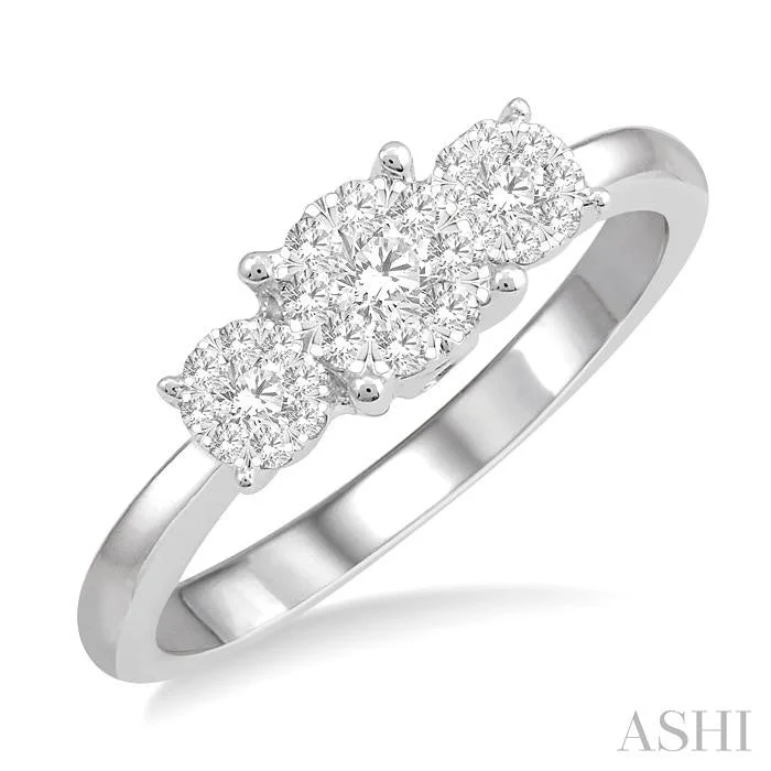 Discounted Jewelry For A Glamorous Look ROUND SHAPE PAST PRESENT & FUTURE LOVEBRIGHT ESSENTIAL DIAMOND ENGAGEMENT RING
