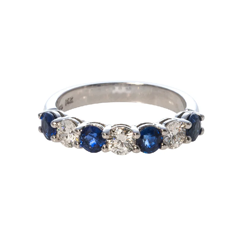 Glamorous Jewelry, Glamorous Deals – Shop Now Sapphire & Diamond 7 Stone 14K White Gold Band