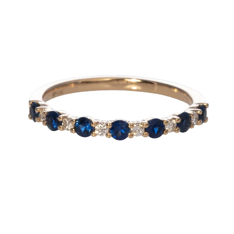 Shop Fine Jewelry With Amazing Deals Sapphire & Diamond Halfway 14K Yellow Gold Band