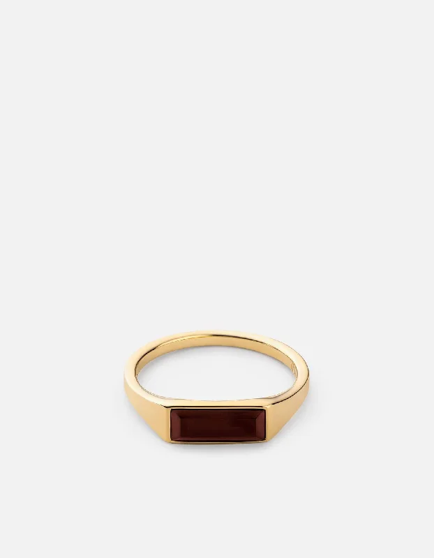 Affordable Luxury Jewelry For Every Occasion Thin Lennox Agate Ring, Gold Vermeil