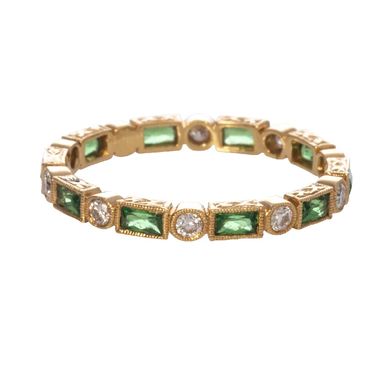 Jewelry Sale Alert – Shop Timeless Elegance Today Tsavorite & Diamond Eternity 18K Yellow Gold Band