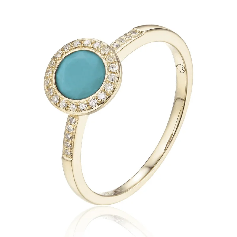 The Perfect Accessory For Less – Jewelry Sale Live Turquoise & Diamond Halo 14K Yellow Gold Ring