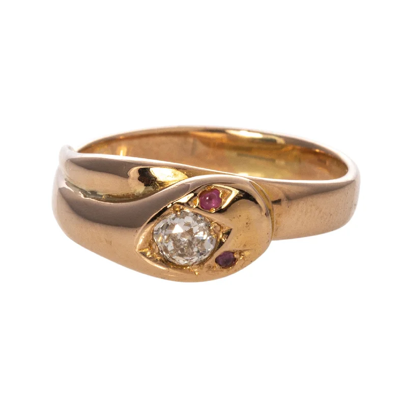 Big Discounts On Elegant Jewelry Collections Victorian Diamond & Ruby 18K Gold Snake Ring