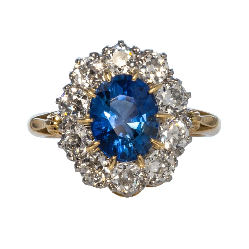 The Perfect Jewelry Piece At The Perfect Price Victorian Style 2.79ct Oval Sapphire & Diamond Cluster Engagement Ring
