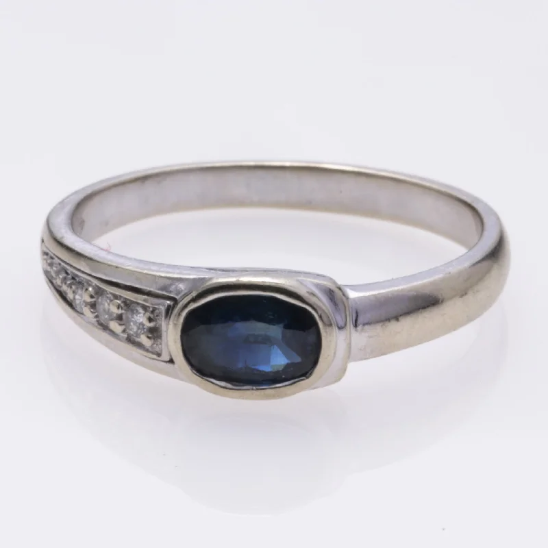 Dainty And Elegant Jewelry Now At Reduced Prices 10k White Gold Sapphire and Diamond Ring | 0.71ct, 0.03ctw | SZ 6.25 Dainty And Elegant Jewelry Now At Reduced Prices 10k White Gold Sapphire and Diamond Ring | 0.71ct, 0.03ctw | SZ 6.25