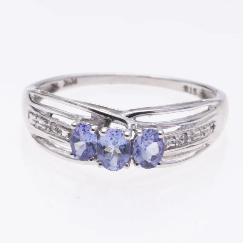 Affordable Elegance – Premium Jewelry At Special Prices 10K White Gold Tanzanite and Diamond Ring | 0.53ctw, 0.01ctw | SZ 7.75 Affordable Elegance – Premium Jewelry At Special Prices 10K White Gold Tanzanite and Diamond Ring | 0.53ctw, 0.01ctw | SZ 7.75