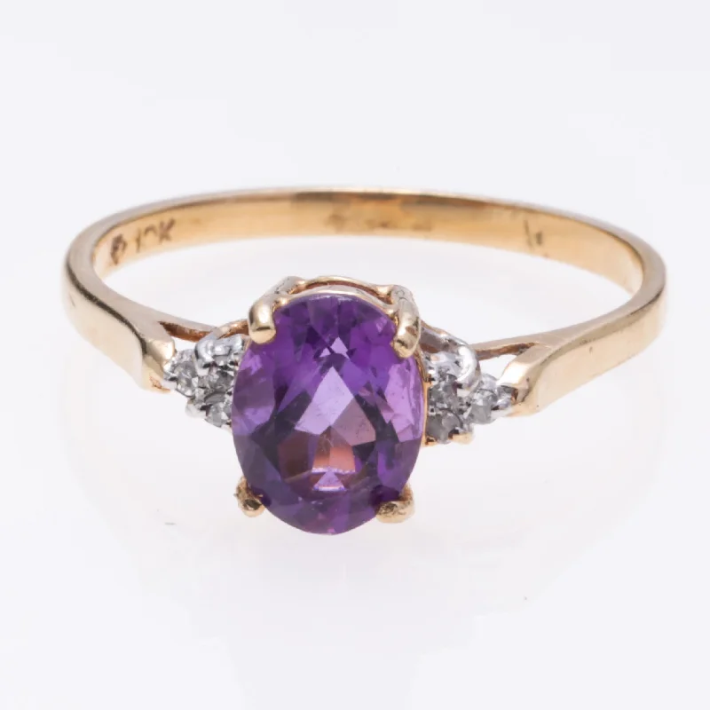 Final Call – Shop Exquisite Jewelry Before It's Gone 10K Yellow Gold Amethyst and Diamond Ring | 1.18ct, 0.03ctw | SZ 7.75 Final Call – Shop Exquisite Jewelry Before It's Gone 10K Yellow Gold Amethyst and Diamond Ring | 1.18ct, 0.03ctw | SZ 7.75