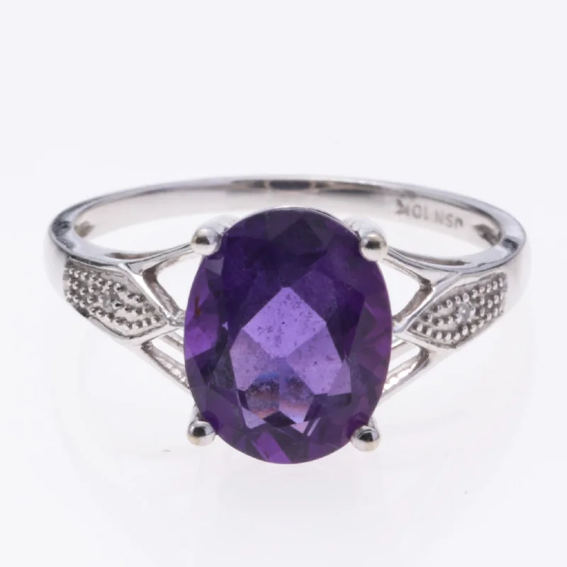 Must-Have Jewelry At Irresistible Discounts 10K White Gold Amethyst and Diamond Ring | 2.21ct, 0.01ctw | SZ 6.5 Must-Have Jewelry At Irresistible Discounts 10K White Gold Amethyst and Diamond Ring | 2.21ct, 0.01ctw | SZ 6.5