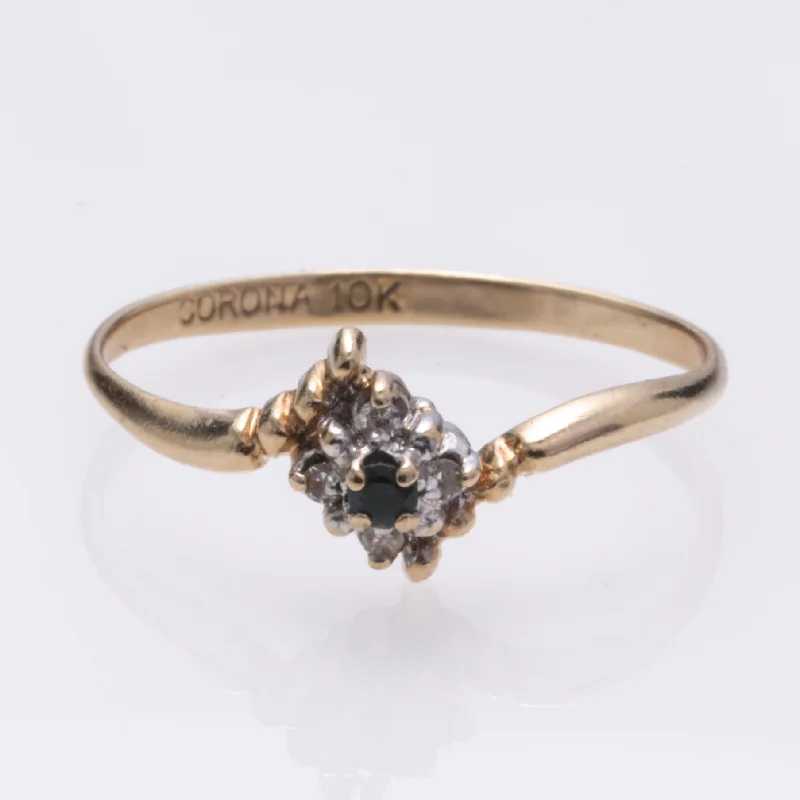 Unique Jewelry For Less – Shop The Sale Now 10k Yellow Gold Sapphire and Diamond Ring | 0.03ct, 0.06ctw | SZ 6.25 Unique Jewelry For Less – Shop The Sale Now 10k Yellow Gold Sapphire and Diamond Ring | 0.03ct, 0.06ctw | SZ 6.25