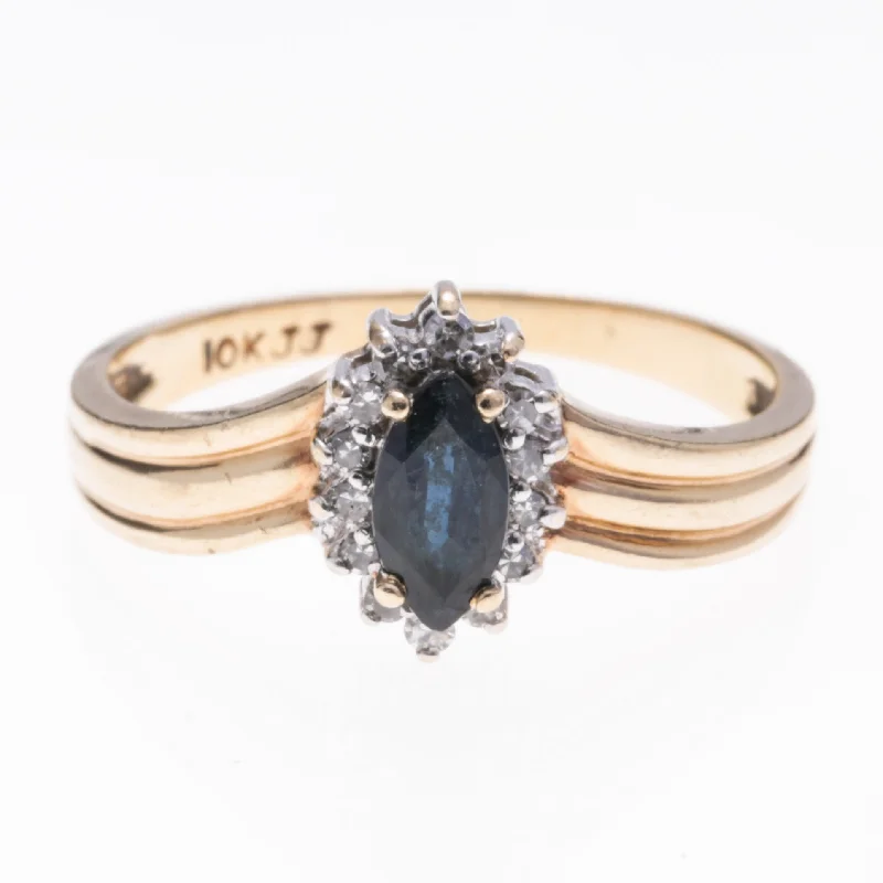 Affordable Gold-Plated Jewelry For Modern Fashion 10K Yellow Gold Sapphire and Diamond Ring | 0.35ct, 0.125ctw | SZ 6.5 Affordable Gold-Plated Jewelry For Modern Fashion 10K Yellow Gold Sapphire and Diamond Ring | 0.35ct, 0.125ctw | SZ 6.5
