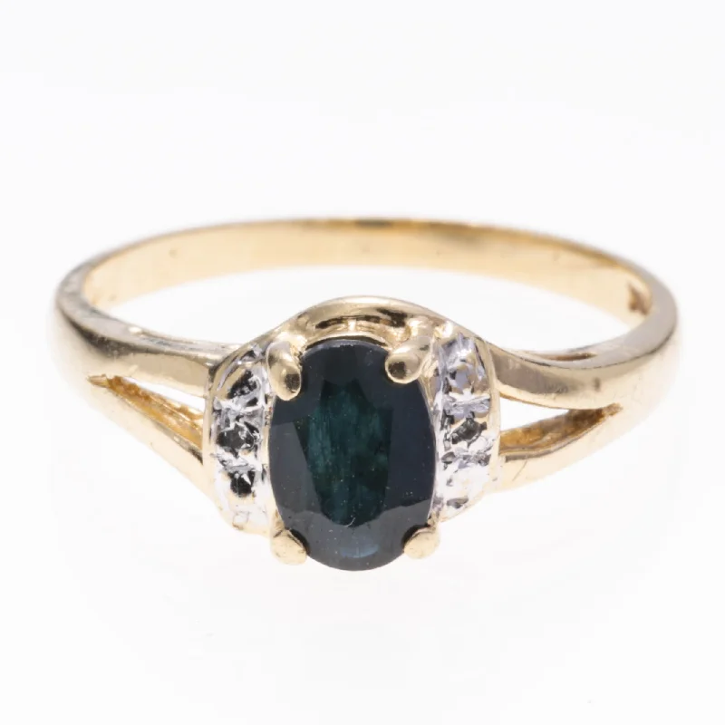 Customized Silver Jewelry For Unique Style 10K Yellow Gold Sapphire and Diamond Ring | 0.84ct, 0.01ctw | SZ 7.75 Customized Silver Jewelry For Unique Style 10K Yellow Gold Sapphire and Diamond Ring | 0.84ct, 0.01ctw | SZ 7.75