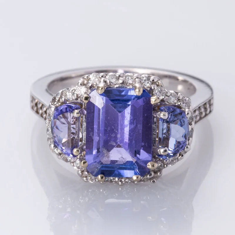 Make Your Outfit Shine With Discounted Jewelry 14K Tanzanite and Diamond Three Stone Ring | 3.40ctw, 0.50ctw | SZ 6.75 | Make Your Outfit Shine With Discounted Jewelry 14K Tanzanite and Diamond Three Stone Ring | 3.40ctw, 0.50ctw | SZ 6.75 |