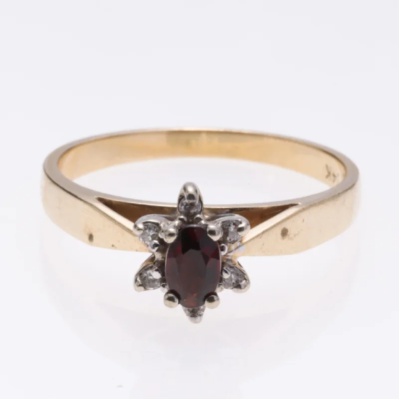 Waterproof Stainless Steel Jewelry For Lasting Beauty 14K Yellow Gold Almandite/Garnet and Diamond Ring | 0.25ct, 0.03ctw | SZ 6 Waterproof Stainless Steel Jewelry For Lasting Beauty 14K Yellow Gold Almandite/Garnet and Diamond Ring | 0.25ct, 0.03ctw | SZ 6