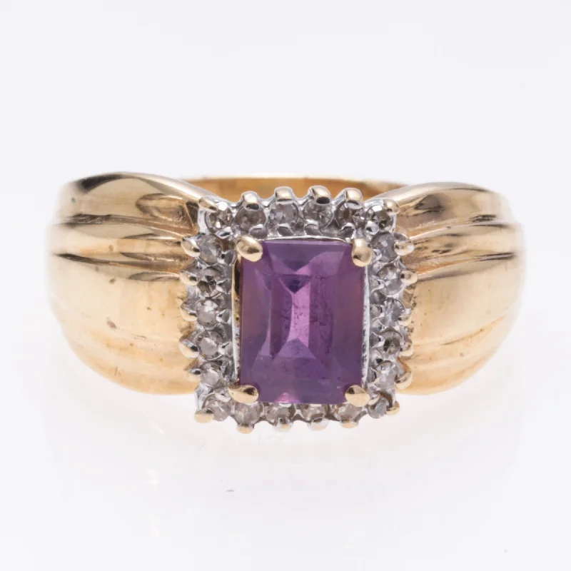 Clearance Sale On High-End Jewelry Collections 14K Yellow Gold Amethyst and Diamond Ring | 1.00ct, 0.11ctw | SZ 7 Clearance Sale On High-End Jewelry Collections 14K Yellow Gold Amethyst and Diamond Ring | 1.00ct, 0.11ctw | SZ 7