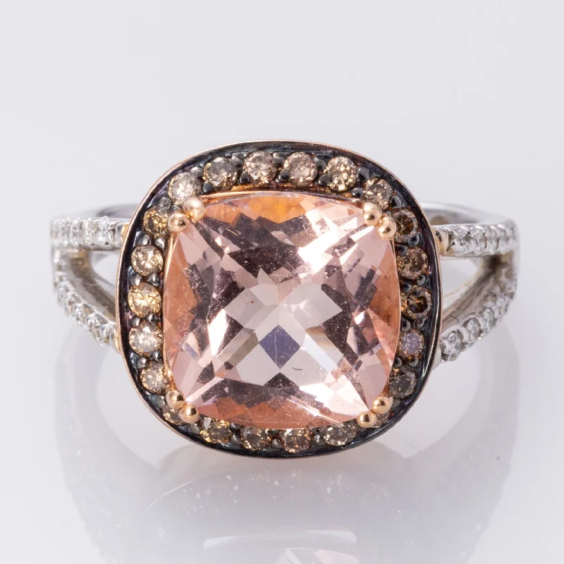 Elegant Jewelry, Exclusive Prices – Shop Now 18K Rose and White Gold Morganite and Diamond Ring | 4.24ct, 0.50ctw | SZ 5.75 | Elegant Jewelry, Exclusive Prices – Shop Now 18K Rose and White Gold Morganite and Diamond Ring | 4.24ct, 0.50ctw | SZ 5.75 |
