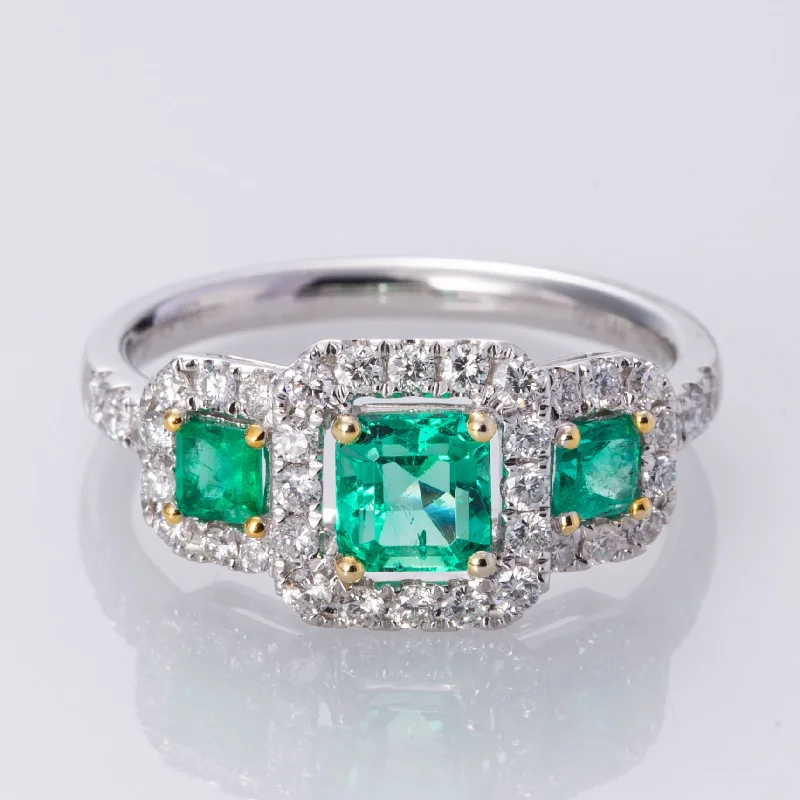 Get Your Favorite Jewelry At The Best Price 18K Emerald and Diamond Ring | 0.88 ctw, 0.50 ctw | SZ 6.5 | Get Your Favorite Jewelry At The Best Price 18K Emerald and Diamond Ring | 0.88 ctw, 0.50 ctw | SZ 6.5 |