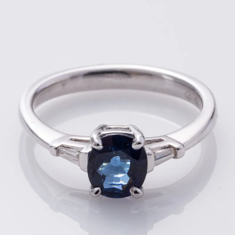 Discounted Luxury Jewelry – Shine Without The Splurge 18K White Gold Blue Sapphire and Diamond Ring | 1.35ct, 0.10ctw | SZ 6.5 | Discounted Luxury Jewelry – Shine Without The Splurge 18K White Gold Blue Sapphire and Diamond Ring | 1.35ct, 0.10ctw | SZ 6.5 |
