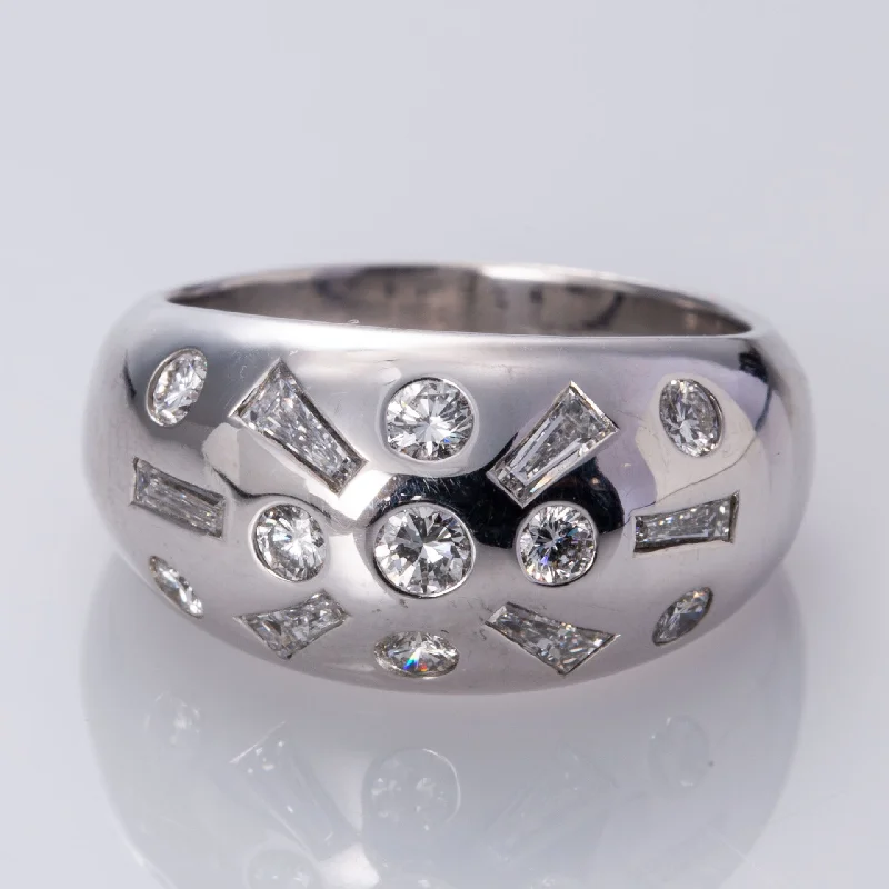 Grab Stylish Jewelry Before The Sale Ends 18K White Gold Flush Set Round and Baguette Diamond Ring | 0.85 ctw | SZ 7.5 | Grab Stylish Jewelry Before The Sale Ends 18K White Gold Flush Set Round and Baguette Diamond Ring | 0.85 ctw | SZ 7.5 |