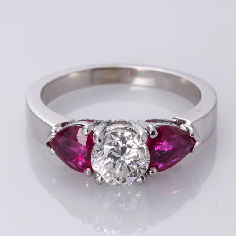 Huge Markdowns On Premium Jewelry Styles 18K White Gold Diamond and Ruby Ring | 1.00 ct, 1.31 ctw | SZ 6.25 | Huge Markdowns On Premium Jewelry Styles 18K White Gold Diamond and Ruby Ring | 1.00 ct, 1.31 ctw | SZ 6.25 |