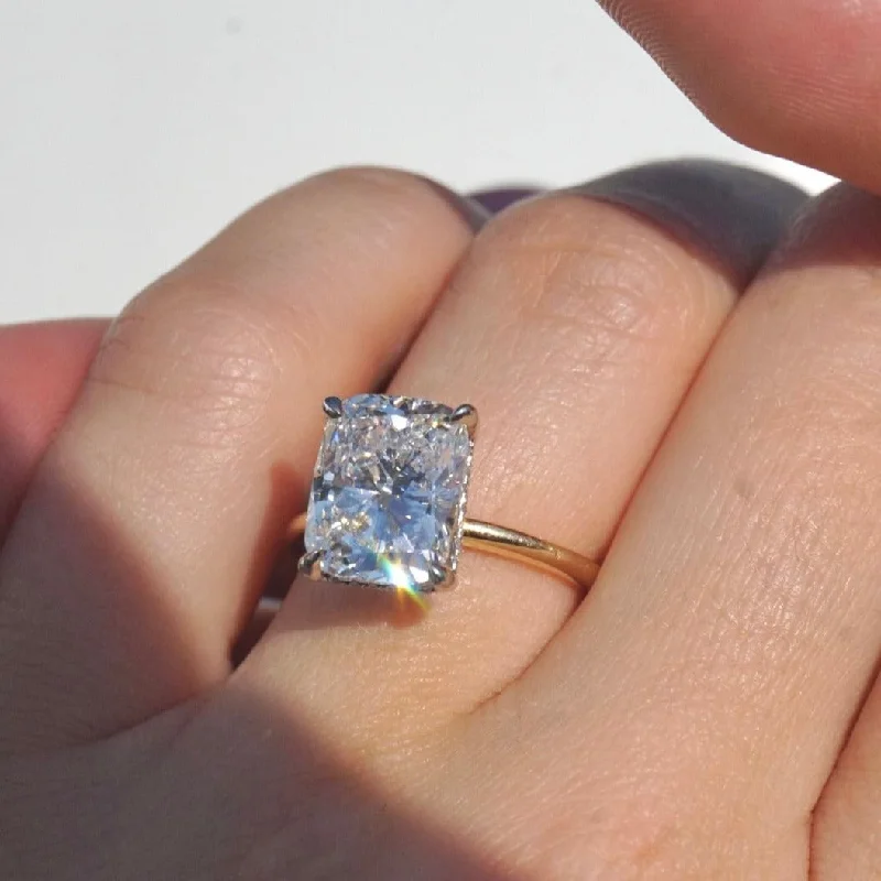 Versatile Layering Jewelry For Effortless Chic 4.52 Carat Lab Cushion Engagement Ring with Hidden Halo | Engagement Ring Wednesday Versatile Layering Jewelry For Effortless Chic 4.52 Carat Lab Cushion Engagement Ring with Hidden Halo | Engagement Ring Wednesday