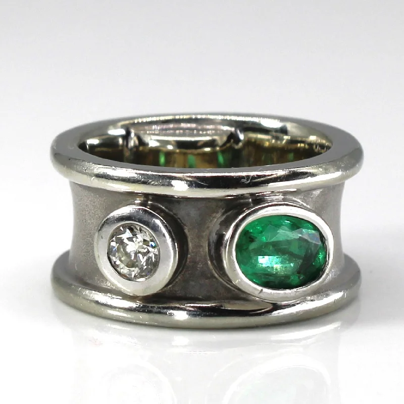 Sparkle In Style With Our Best Jewelry Deals Bezel Set Emerald & Diamond Band | 0.78ct | 0.20ct | SZ 5 | Sparkle In Style With Our Best Jewelry Deals Bezel Set Emerald & Diamond Band | 0.78ct | 0.20ct | SZ 5 |