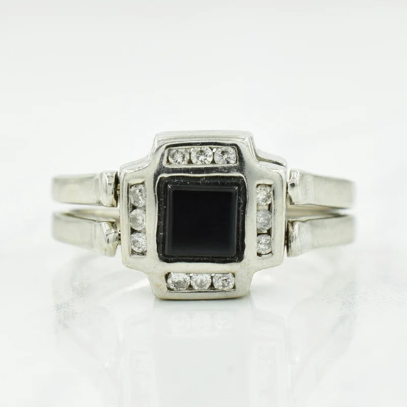 Dazzling Deals On Necklaces, Bracelets, And More Black Onyx, Enhanced Blue & Natural Diamond Reversible Ring | 0.50ct, 0.33ctw, 0.24ctw | SZ 7-8| Dazzling Deals On Necklaces, Bracelets, And More Black Onyx, Enhanced Blue & Natural Diamond Reversible Ring | 0.50ct, 0.33ctw, 0.24ctw | SZ 7-8|