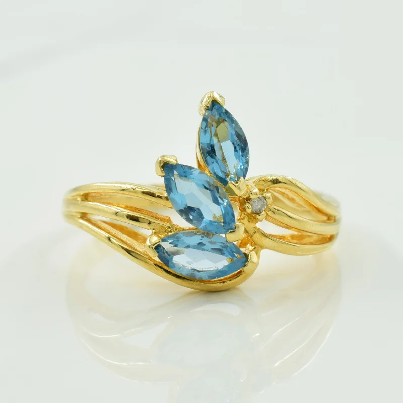 Bohemian-Inspired Jewelry For Free-Spirited Fashion Blue Topaz & Diamond Bypass Ring | 0.75ctw, 0.01ct | SZ 6.5 | Bohemian-Inspired Jewelry For Free-Spirited Fashion Blue Topaz & Diamond Bypass Ring | 0.75ctw, 0.01ct | SZ 6.5 |