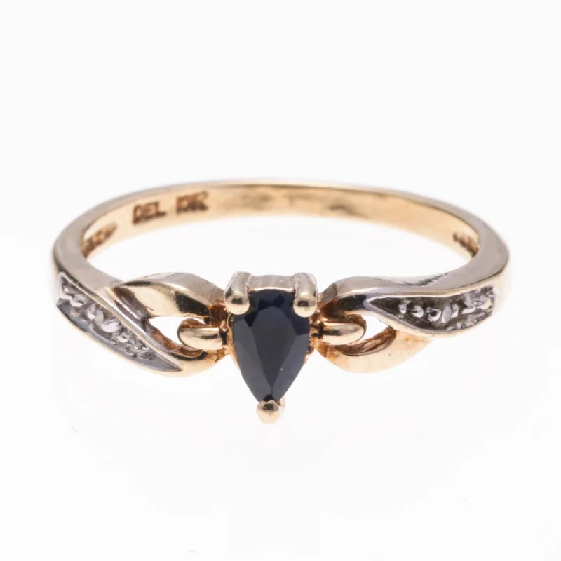 Handmade Pearl Jewelry For Timeless Elegance 10K Yellow Gold Sapphire and Diamond Ring | 0.20ct, 0.01ctw | SZ 4.75 Handmade Pearl Jewelry For Timeless Elegance 10K Yellow Gold Sapphire and Diamond Ring | 0.20ct, 0.01ctw | SZ 4.75