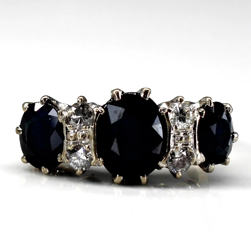 Your Perfect Accessory At The Perfect Price Hallmarked 1973 Sapphire & Diamond Cocktail Ring | 4.35ctw | 0.36ctw | SZ 7 | Your Perfect Accessory At The Perfect Price Hallmarked 1973 Sapphire & Diamond Cocktail Ring | 4.35ctw | 0.36ctw | SZ 7 |
