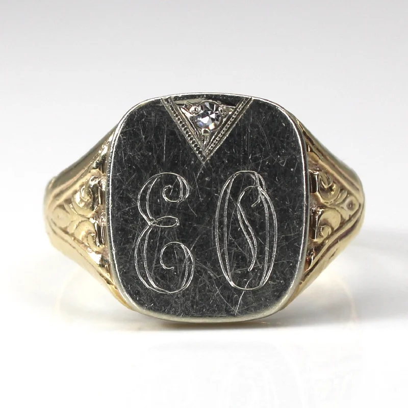 Classic And Modern Jewelry Styles On Sale Solitaire Diamond Signet Gold Ring | 0.02ct | SZ 10.5 | Classic And Modern Jewelry Styles On Sale Solitaire Diamond Signet Gold Ring | 0.02ct | SZ 10.5 |