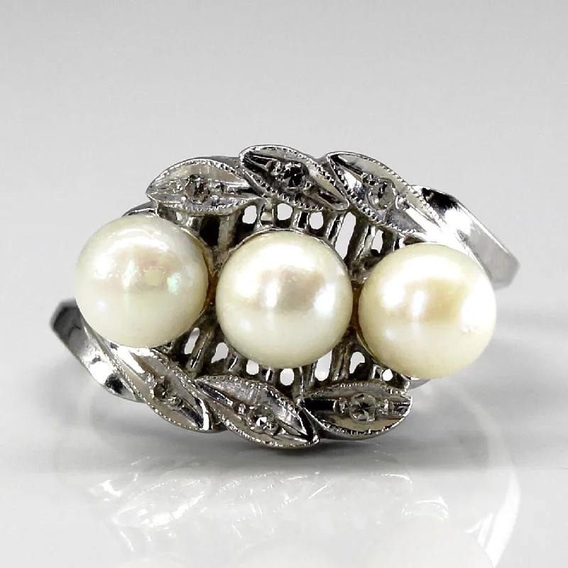 Elegant Necklaces And Bracelets At Limited-Time Offers Three Stone Pearl & Diamond Ring | 0.04ctw | SZ 5.5 | Elegant Necklaces And Bracelets At Limited-Time Offers Three Stone Pearl & Diamond Ring | 0.04ctw | SZ 5.5 |