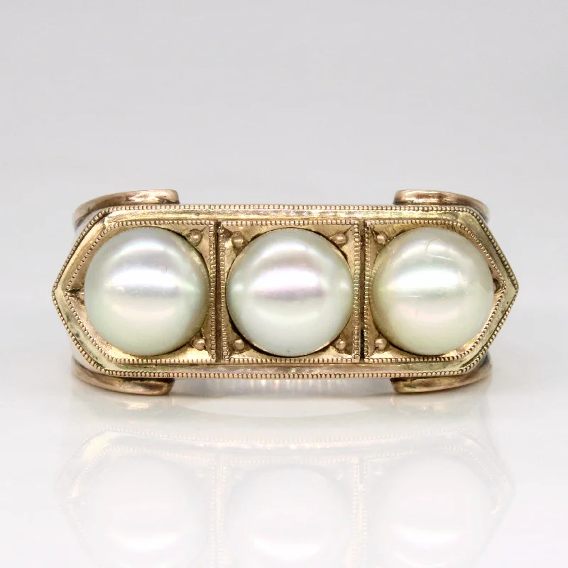 Dazzle In Elegance With Our Biggest Jewelry Sale Three Stone Pearl Ring | SZ 10.5 | Dazzle In Elegance With Our Biggest Jewelry Sale Three Stone Pearl Ring | SZ 10.5 |