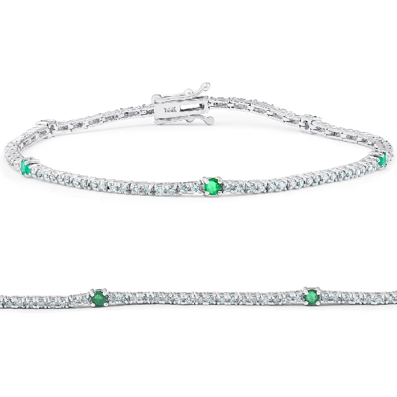 Shop Dazzling Jewelry At The Best Prices 1 1/10 Ct Diamond & Genuine Green Emerald Tennis Bracelet 14k White Gold 7" Shop Dazzling Jewelry At The Best Prices 1 1/10 Ct Diamond & Genuine Green Emerald Tennis Bracelet 14k White Gold 7"